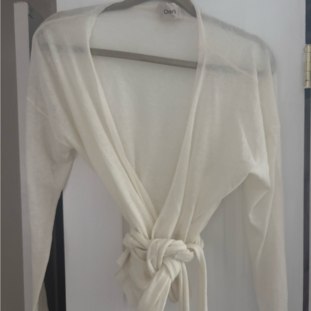 Charli Cream Wrap Top